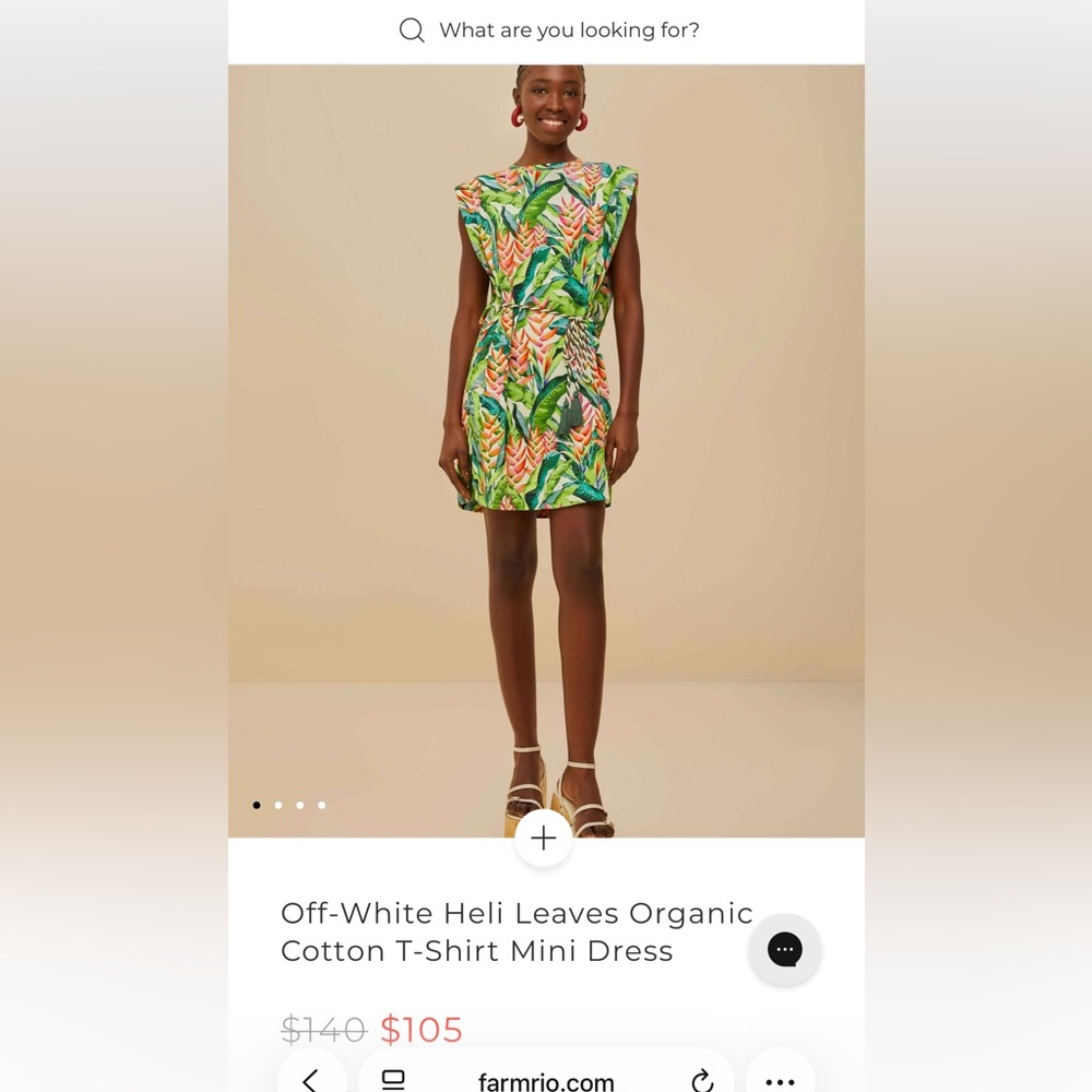 Farm Río Off-White Green and Orange Mini Dress